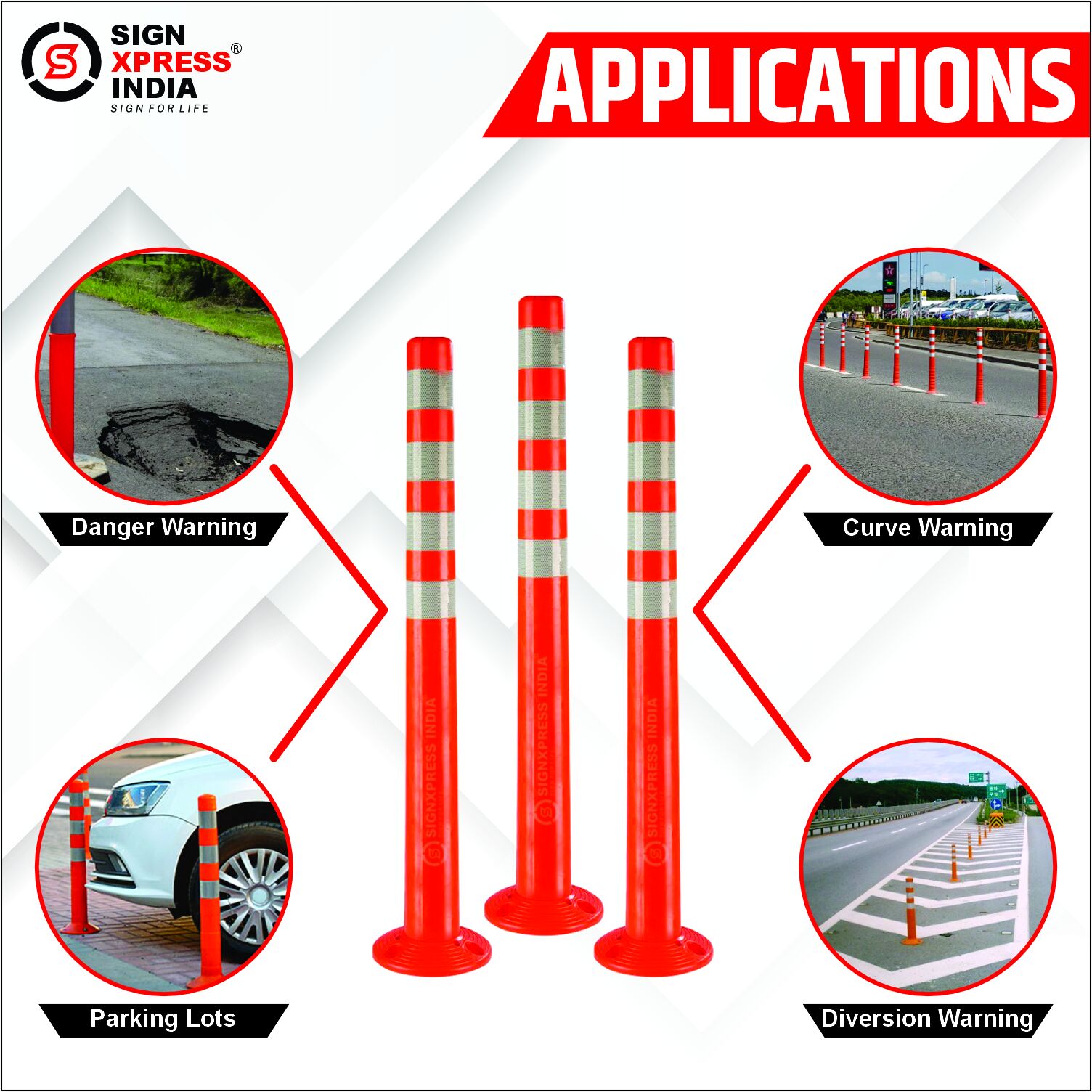 7 PU Spring Post Delineator, Solar Spring Post Delineator, PVC Spring Delineator, Parking Spring Delineator