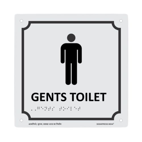 Gents Toilet SS Braille Signages 304 Grade | SIGNXPRESS INDIA